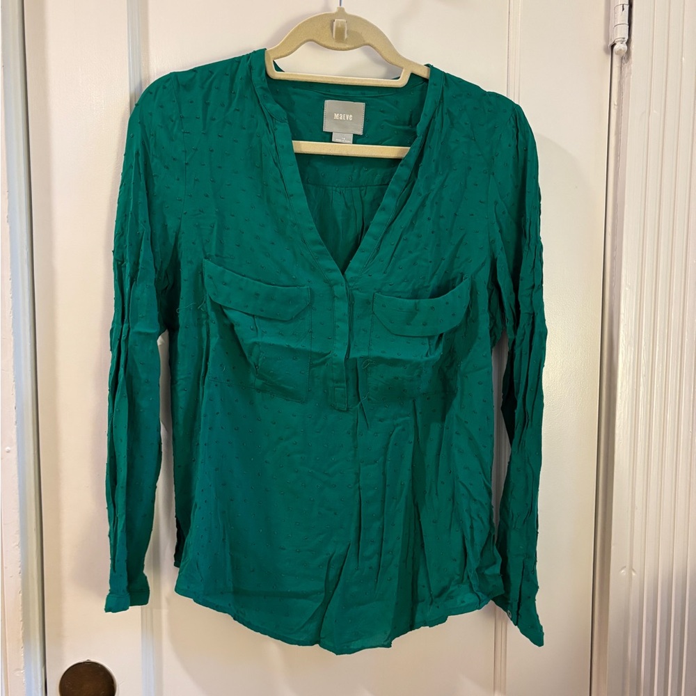 Maeve Teal Blouse with Pockets